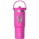 aerial view a hot pink 32 oz hydrapeak insulated stainless travel tumbler, image 1 of 2