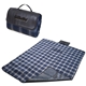 aerial view a navy plaid with koskin pocket fleece blanket, image 1 of 2