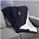 aerial view a navy-white sweater weather sherpa blanket w / pillowcase, image 1 of 10