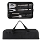 aerial view a black grill easy 3 pc. stainless bbq utensil set with rpet case, image 1 of 2
