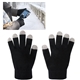 aerial view a black with grey fingertips knit touch screen gloves, image 1 of 2