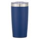 aerial view a navy blue with silver accent/clear translucent lid 20 oz two - tone himalayan recycled tumbler, image 1 of 6