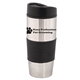 aerial view a black-silver 500 ml. (17 fl. oz) stainless steel travel tumbler, image 1 of 2
