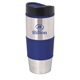 aerial view a royal blue-silver 500 ml. (17 fl. oz) stainless steel travel tumbler, image 1 of 2