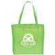 aerial view a lime green non woven tote bag, image 1 of 2