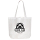 aerial view a white non woven tote bag, image 1 of 2