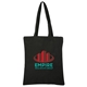 aerial view a black lester small cotton tote bag premium, image 1 of 2