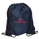 aerial view a navy drawstring backpack 420d polyester, image 1 of 2