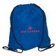 aerial view a royal blue drawstring backpack 420d polyester, image 1 of 2