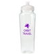 aerial view a translucent clear bottle & clear lid evans 24 oz polysure(tm) measure bottle, image 1 of 2