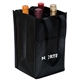 aerial view a black non woven four bottle wine bag, image 1 of 2