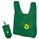 aerial view a forest green folding tote in a pouch, image 1 of 2