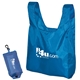 aerial view a royal blue folding tote in a pouch, image 1 of 2