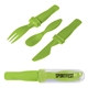 aerial view a lime green-clear lunch mate cutlery set, image 1 of 2