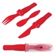 aerial view a red-clear lunch mate cutlery set, image 1 of 2
