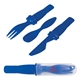 aerial view a royal blue-clear lunch mate cutlery set, image 1 of 2