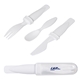 aerial view a white-clear lunch mate cutlery set, image 1 of 2