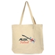 aerial view a natural valkaz cotton tote with zipper, image 1 of 2