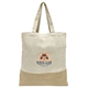 aerial view a natural-brown quetico 8 oz cotton and jute tote bag, image 1 of 2