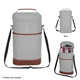 aerial view a gray with brown double wine cooler bag, image 1 of 3