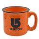 a orange 15 oz speckled camping mug