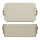 aerial view a beige canteen stackable lunch box with utensils, image 1 of 3