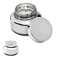 aerial view a metallic silver mini glass candle, image 1 of 2