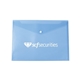 aerial view a translucent blue letter - size document envelope, image 1 of 2
