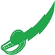 a kelly green 354 foam lightning sword cheering stick