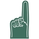 a dark green 342 7.5 custom small foam finger hand