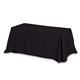 aerial view a black 4- sided throw style table covers table throws (one color print) / fits 6 ft table, image 1 of 2