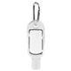 aerial view a clear 1.8 oz hand sanitizer antibacterial gel in flip - top bottle with carabiner (photoimage full color), image 1 of 5