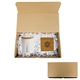 a brown box with white crinkle paper box & brown coaster & white-brown mug perk up kit brown