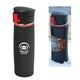 aerial view a red-black wellspring 450 ml. (15 fl. oz) vacuum travel mug, image 1 of 3