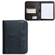 aerial view a black zippered notepad portfolio koskin with 1 gusset, image 1 of 2