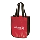 aerial view a bright red-black laminated fashion tote, image 1 of 3