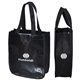 aerial view a black laminated fashion tote, image 1 of 2