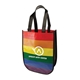 aerial view a rainbow laminated fashion tote, image 1 of 2