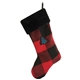 aerial view a black-red plaid cringleprize stocking, image 1 of 2