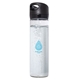 aerial view a black cap & clear bottle 500 ml. (17 fl. oz) single wall glass water bottle, image 1 of 2