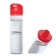 aerial view a red cap & clear bottle 500 ml. (17 fl. oz) single wall glass water bottle, image 1 of 2