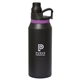 aerial view a black bottle & purple silicone ring sahara quencher 945 ml. (32 fl. oz) water bottle, image 1 of 2