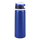 aerial view a royal blue frioflow recycled stainless steel bottle, image 1 of 3