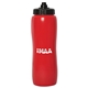aerial view a red bottle & black lid valais 1000 ml. (33 fl. oz) squeeze bottle, image 1 of 2