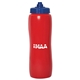 a red bottle & royal blue lid valais 1000 ml. (33 fl. oz) squeeze bottle