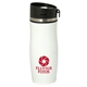 aerial view a white bottle & black lid landen 450 ml. (13.5 fl. oz) with push button lid, image 1 of 3