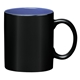 aerial view a matte black exterior with ocean blue inner 11 oz ceramic aztec mug, image 1 of 2