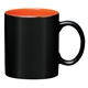 aerial view a matte black exterior with orange inner 11 oz ceramic aztec mug, image 1 of 2