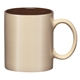 aerial view a matte almond exterior with brown inner 11 oz ceramic aztec mug, image 1 of 2