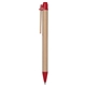 aerial view a natural paper barrel with red trim eco friendly inspired click ballpoint pen - promotional pens, image 1 of 2